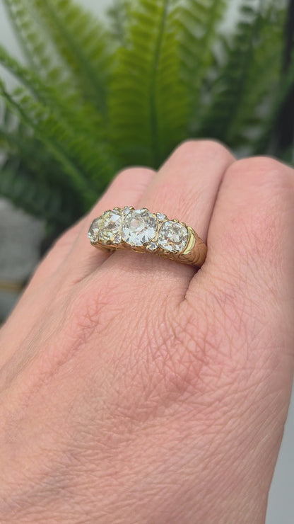 Antique Victorian 4.5cts Old Cut Diamond Four Stone Ring