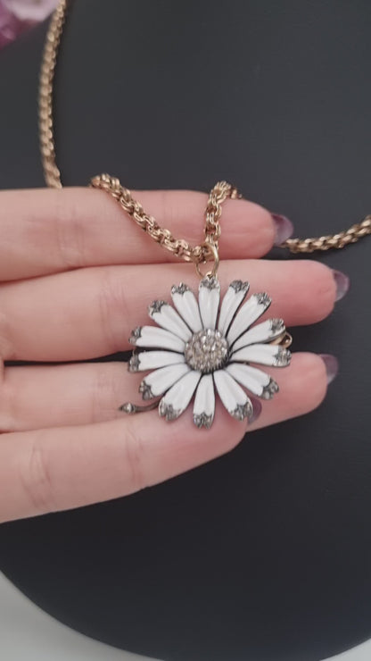 Victorian 18 Carat Gold, Silver, Enamel and Diamond Flower Brooch/Pendant