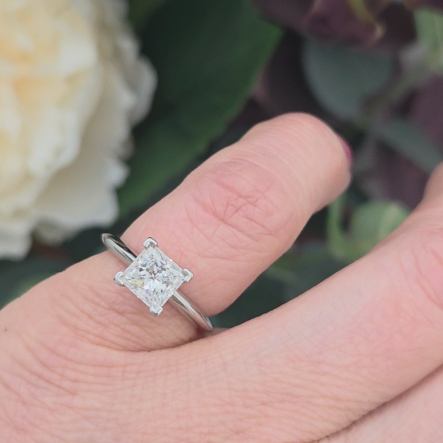 Tiffany and Co 1.19ct Princess Diamond Solitaire Engagement Ring