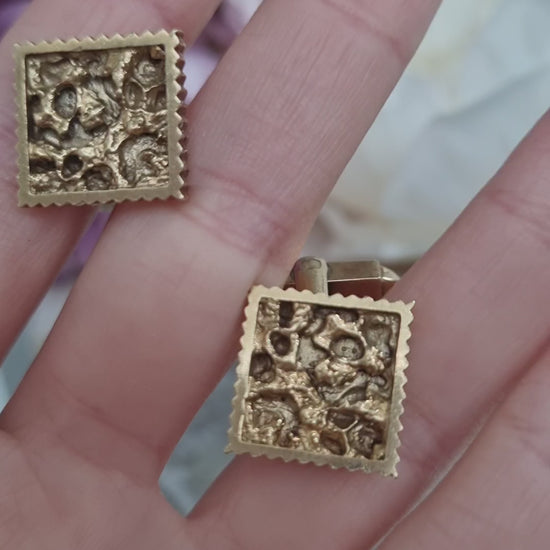 Vintage Kutchinsky 9ct Yellow Gold Square Cufflinks