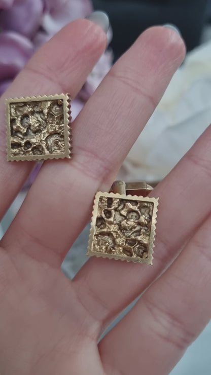 Vintage Kutchinsky 9ct Yellow Gold Square Cufflinks