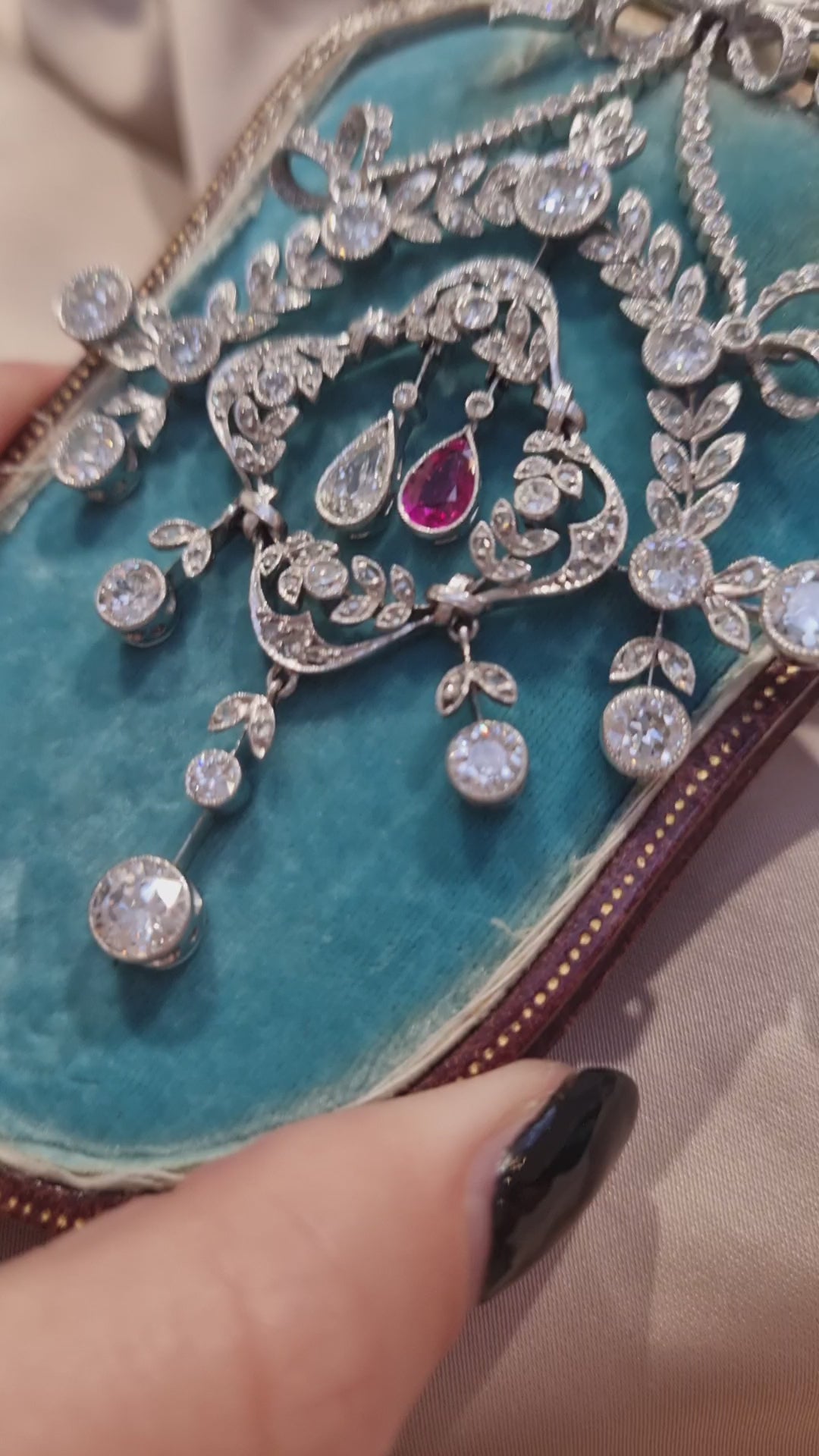 Belle Epoque Ruby and Diamond Wreath Pendant come Brooch