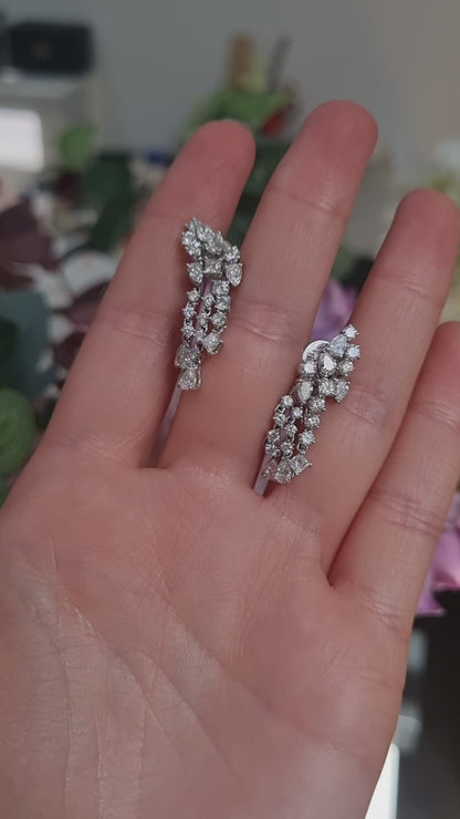 Vintage Diamond Spray Drop Earrings