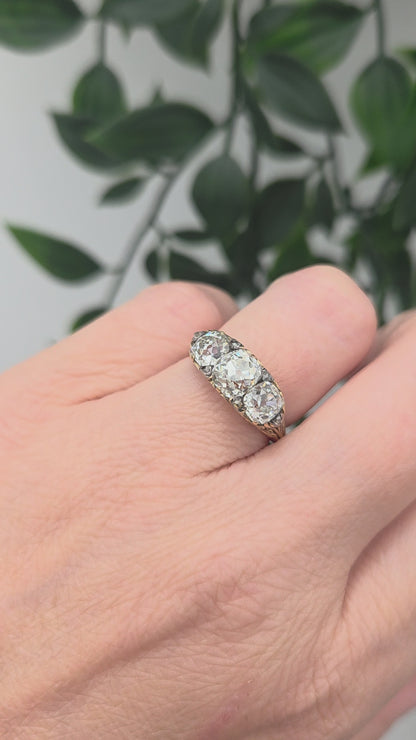 Antique 2.70ct Old Mine Cut Diamond Engagement Ring