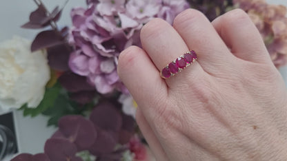 Antique 3.50ct Burma Ruby Five Stone Ring