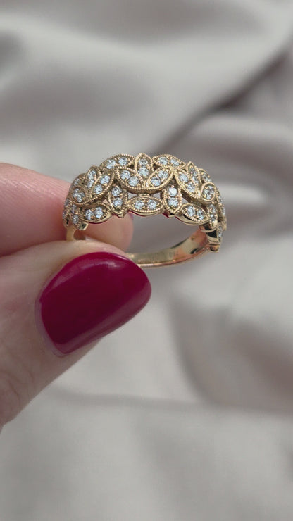 Diamond Set Wide Band Ring in 18ct Rose Gold