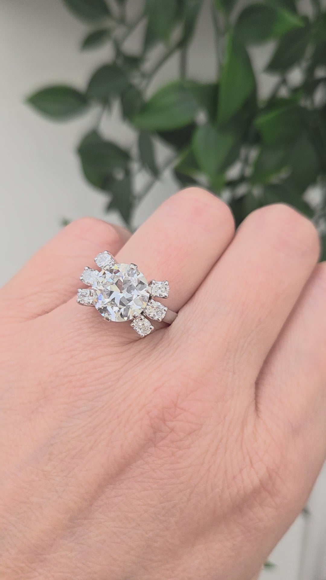 GIA 3.50ct Old Cut Diamond Bow Engagement Ring