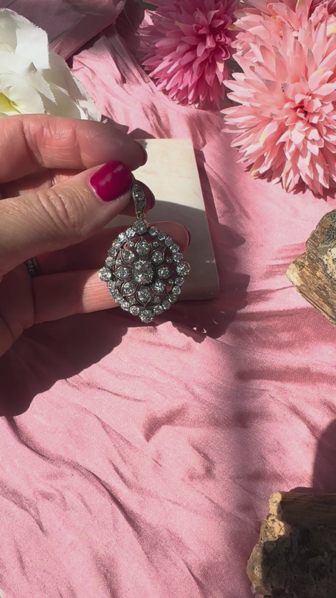 Antique Victorian 7.25ct Cushion Cut Diamond Pendant