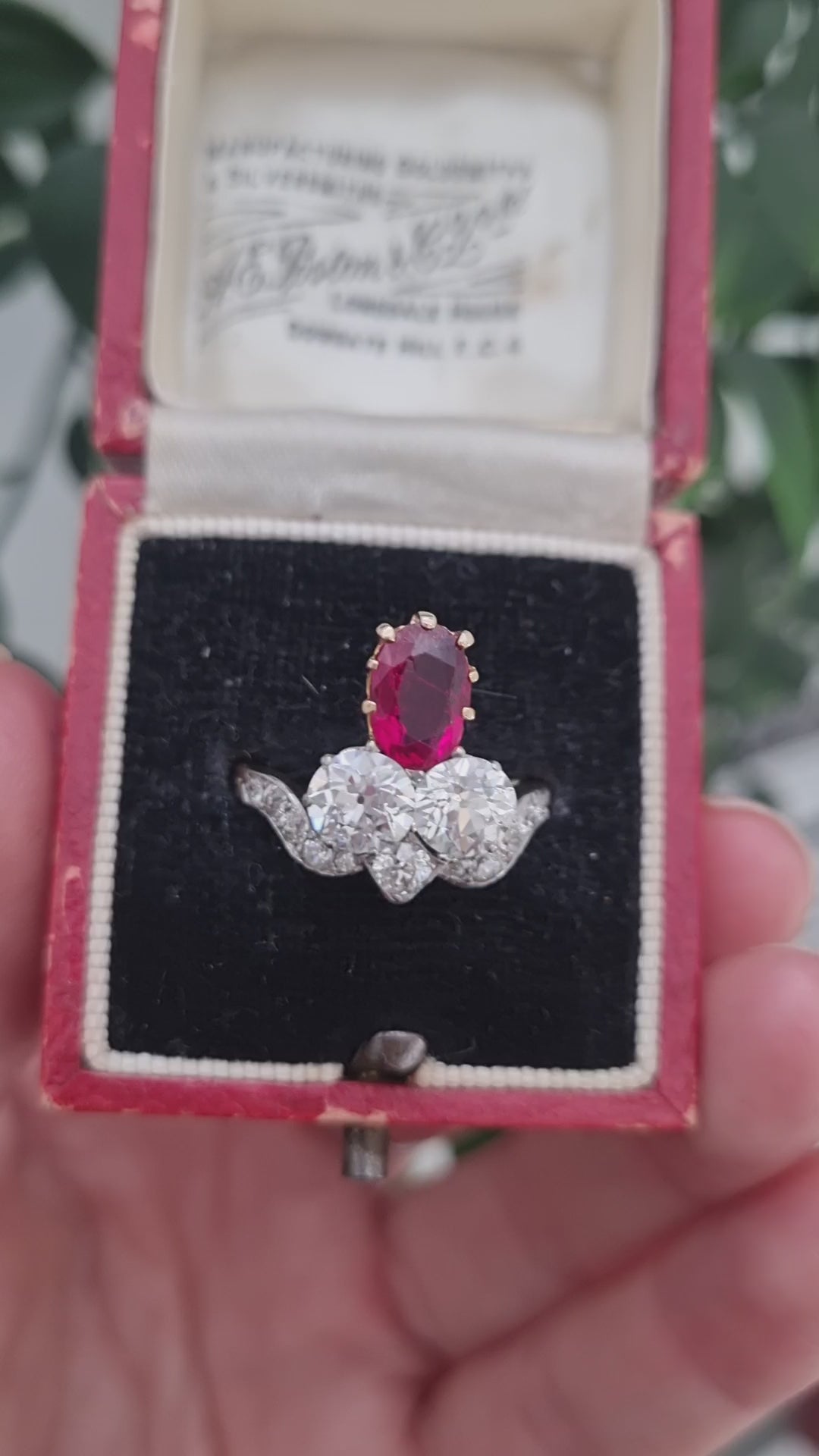 Belle Epoque Antique Ruby and Old Cut Diamond Tiara Ring