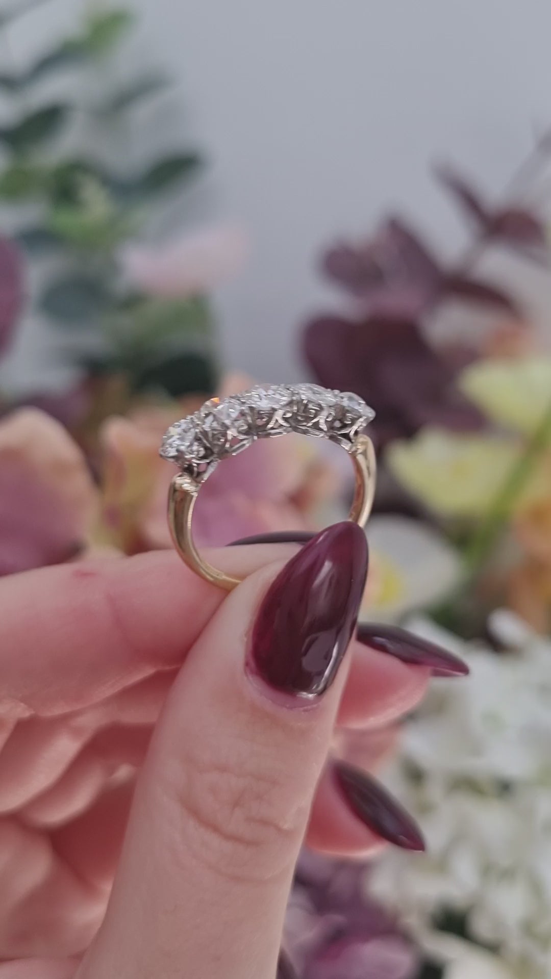 Antique Edwardian Old Diamond Five Stone Ring, 1.75 carats