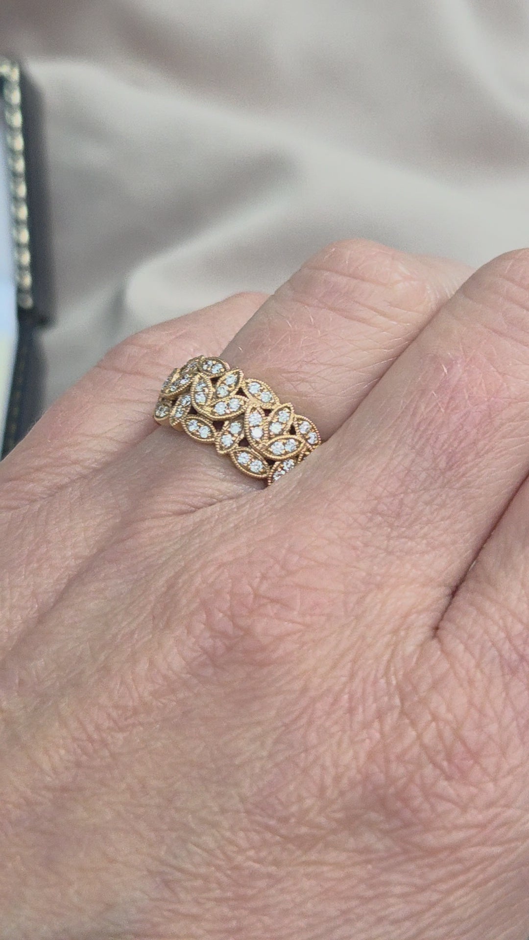 Diamond Set Wide Band Ring in 18ct Rose Gold