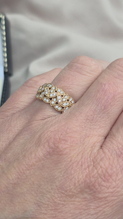 Diamond Set Wide Band Ring in 18ct Rose Gold