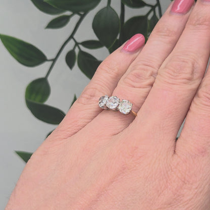 Antique 2ct Old Cut Diamond Three Stone Engagement Ring