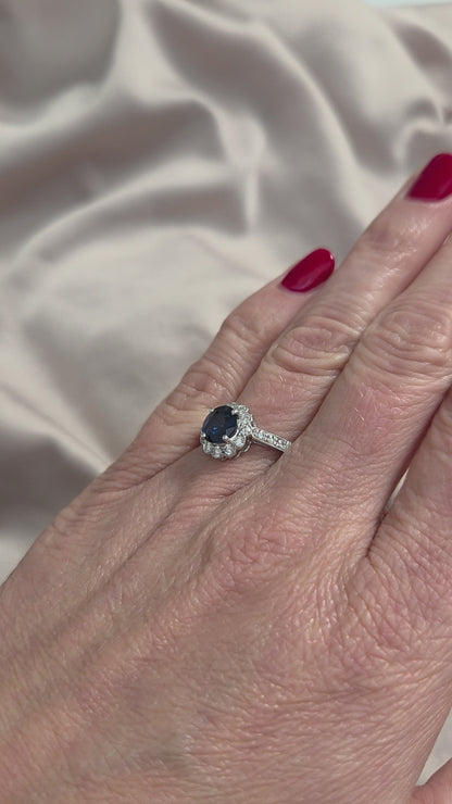 1.65ct Sapphire and Diamond Floral Cluster Engagement Ring