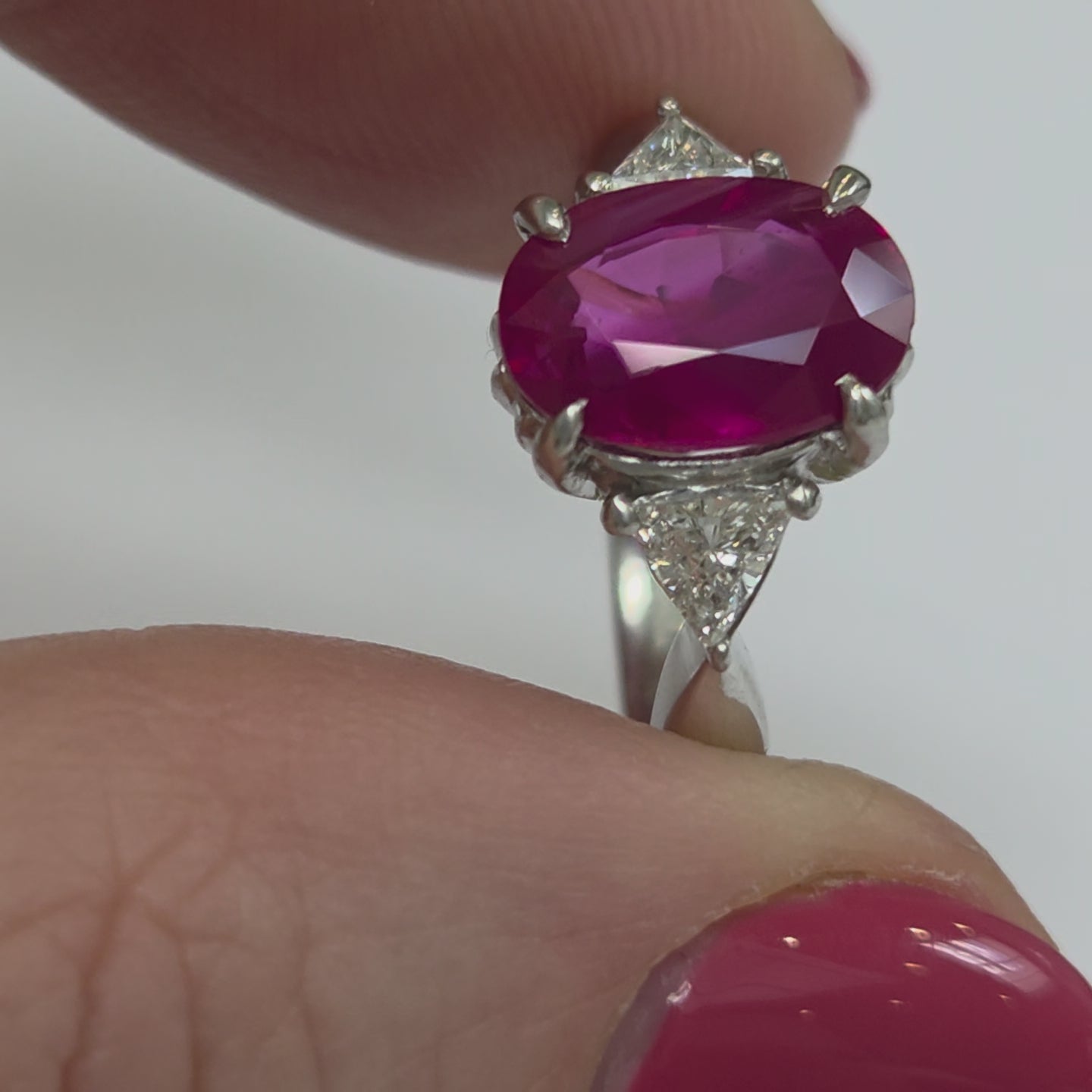 Burma Ruby No Heat 2.60 Carat and Diamond Engagement Ring