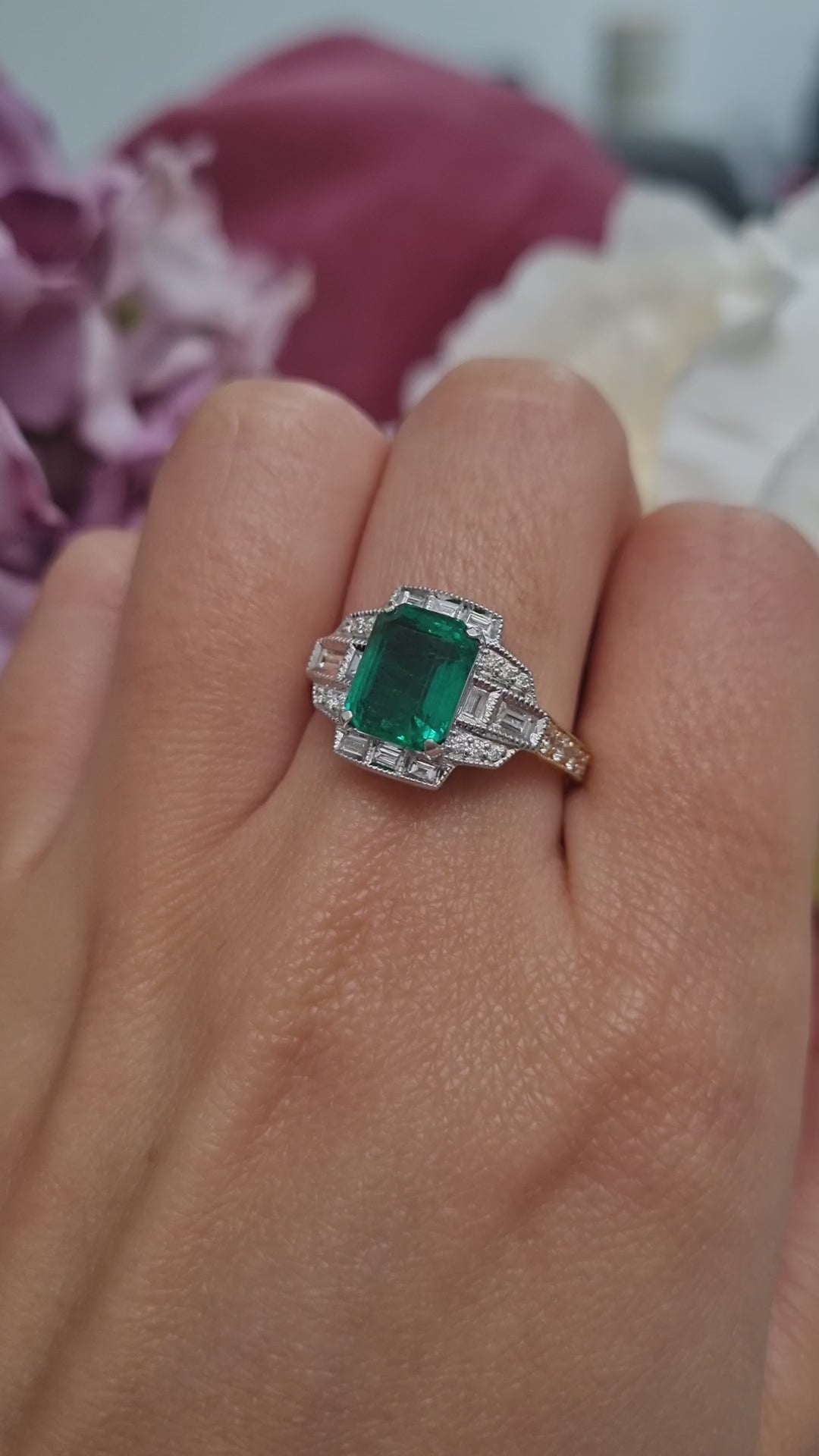 2.25ct Emerald and Diamond Cluster Dress Ring