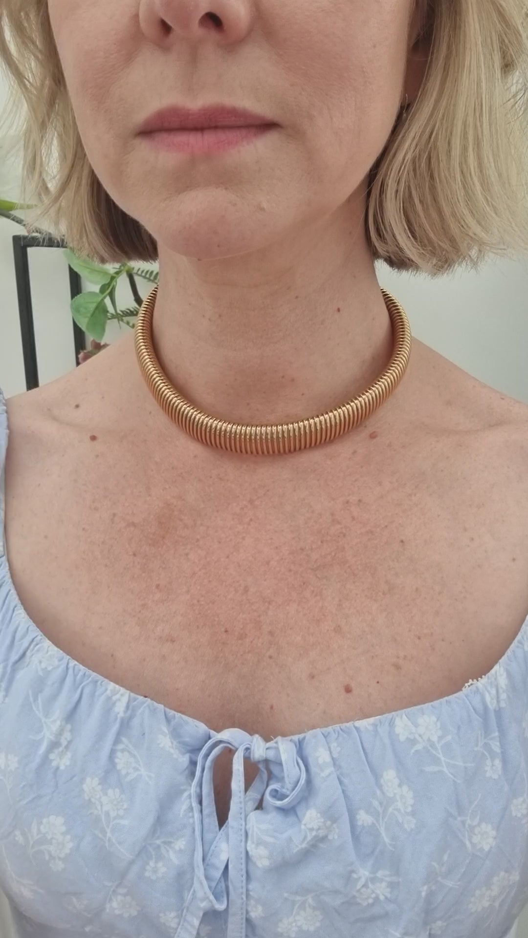 Art Deco 18ct Yellow Gold Graduated Tubogas Necklace, Antique Vintage 1920s