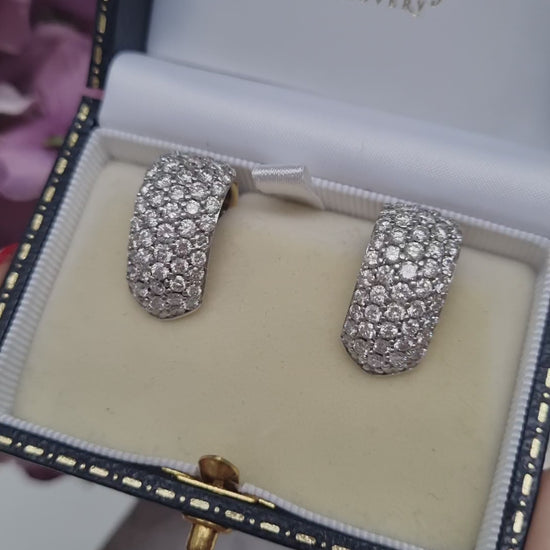 Vintage Diamond Chunky Hoop Earrings In Yellow Gold