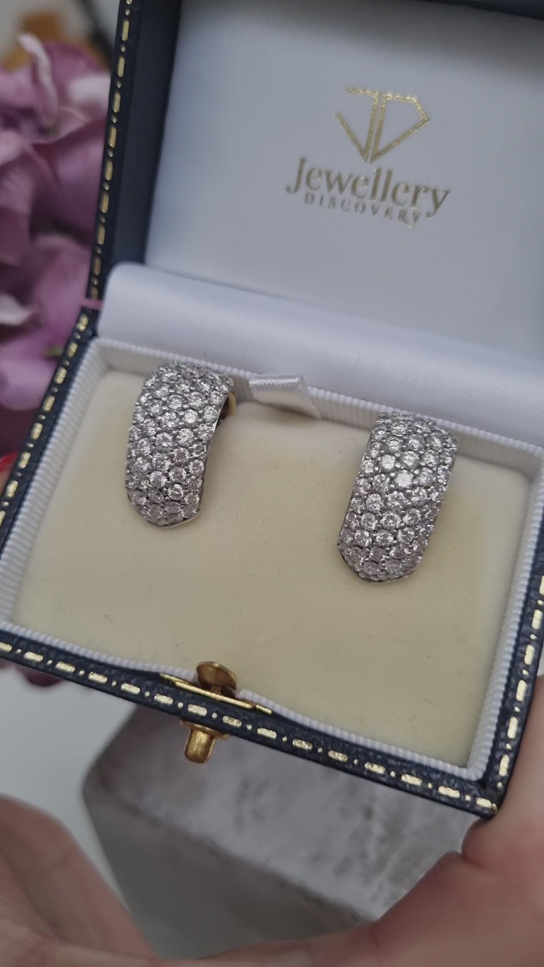 Vintage Diamond Chunky Hoop Earrings In Yellow Gold