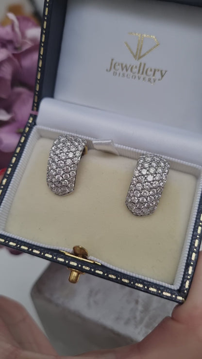 Vintage Diamond Chunky Hoop Earrings In Yellow Gold