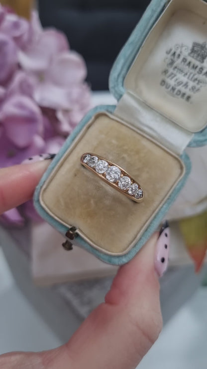 Victorian Antique Old Mine Cut Diamond Seven Stone Ring