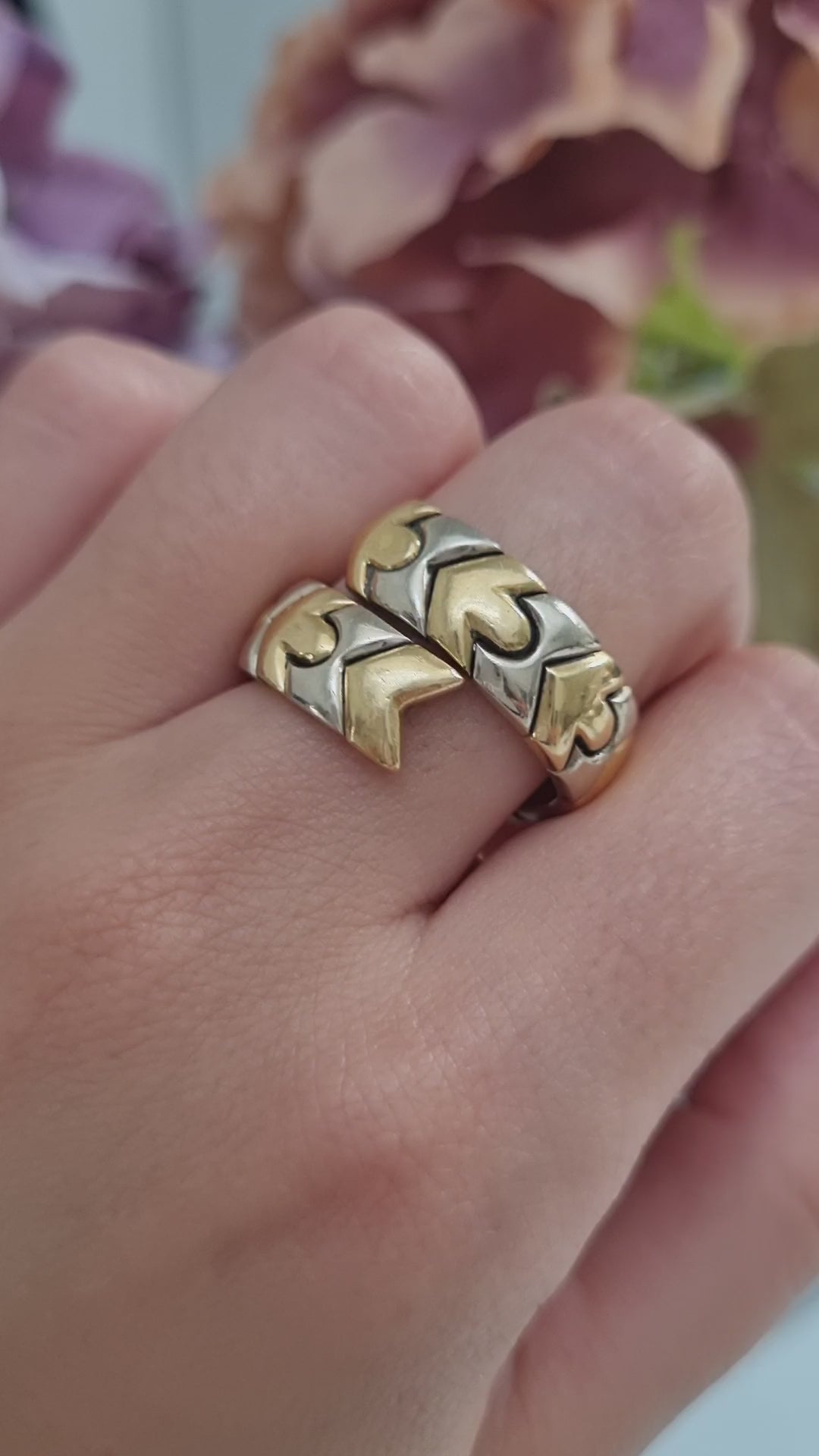 Vintage Bvlgari Alveare Parentesi Bi Colour 18ct Gold Snake Style Ring