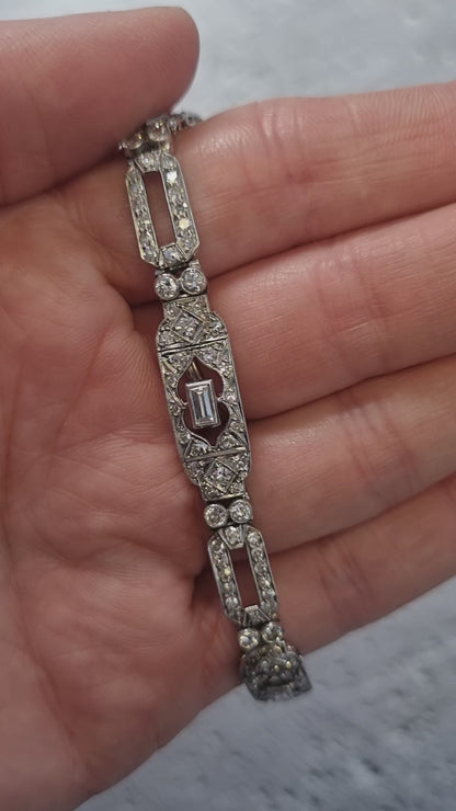 Antique Art Deco Diamond Bracelet | 3.50ct Platinum, 1920s