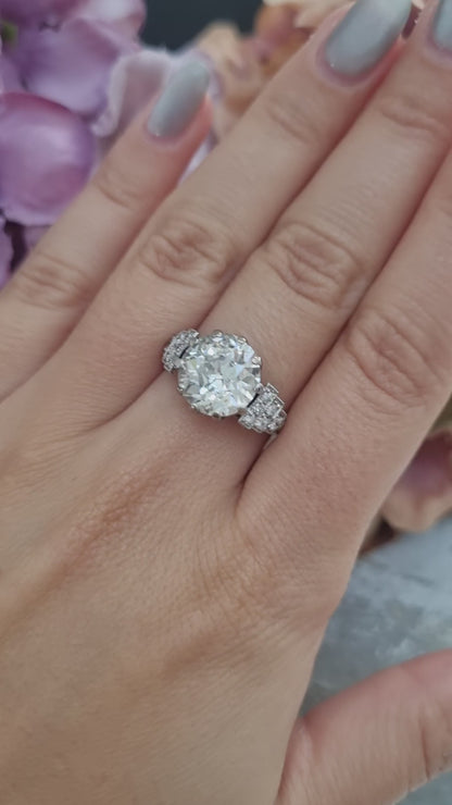 Vintage 4.20ct Old Cut Diamond Solitaire Engagement Ring