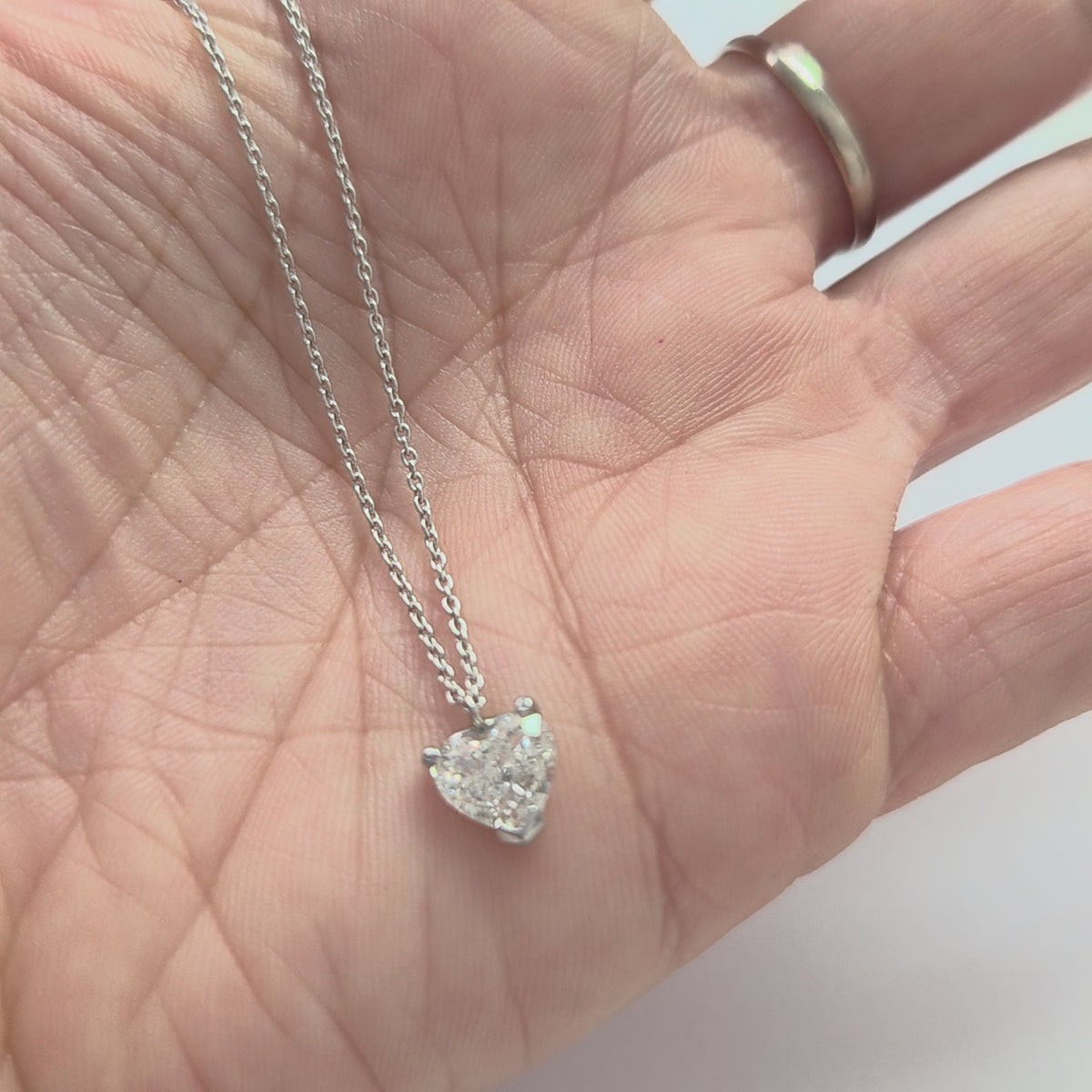1ct Diamond Solitaire Heart Pendant in Platinum