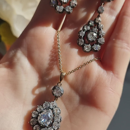 Georgian Antique Diamond Cluster Pear Shape Cluster Pendant, 7.50 carats