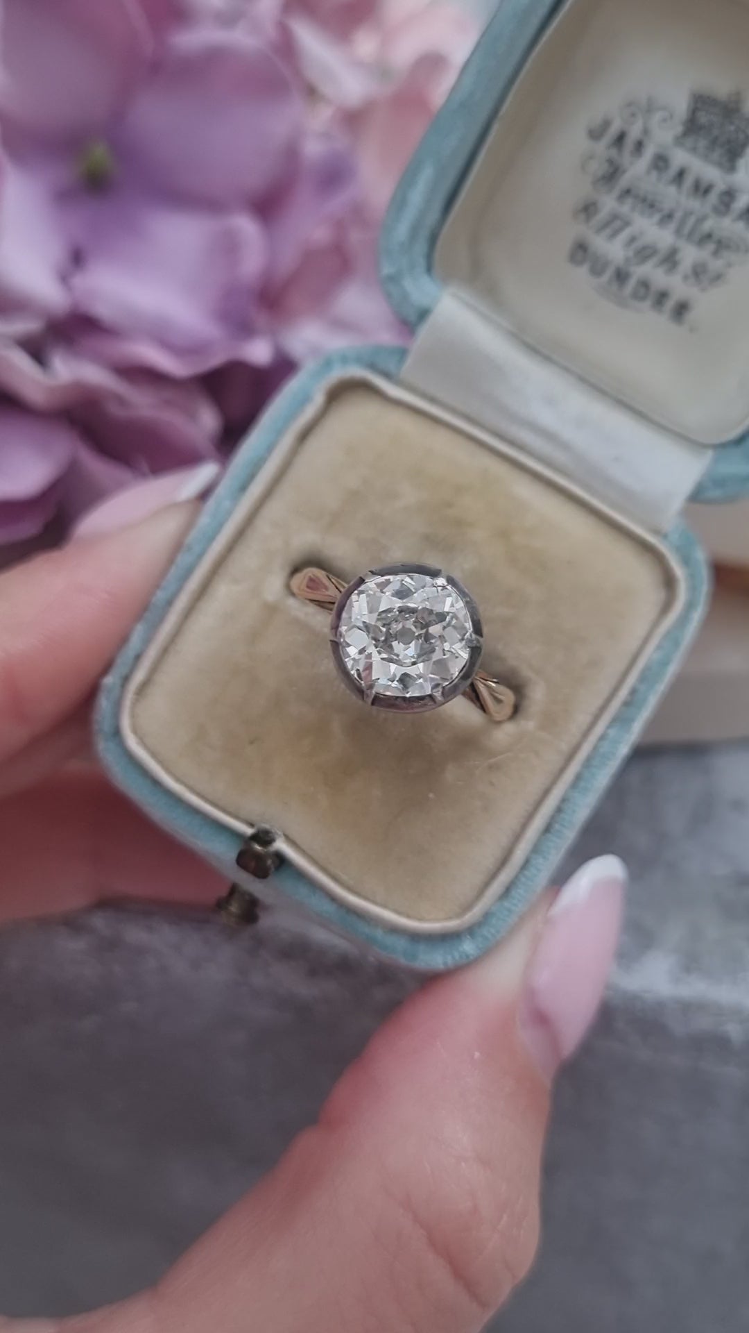 Victorian Antique 2.15ct Old Mine Cut Diamond Solitaire Engagement Ring, Circa 1860