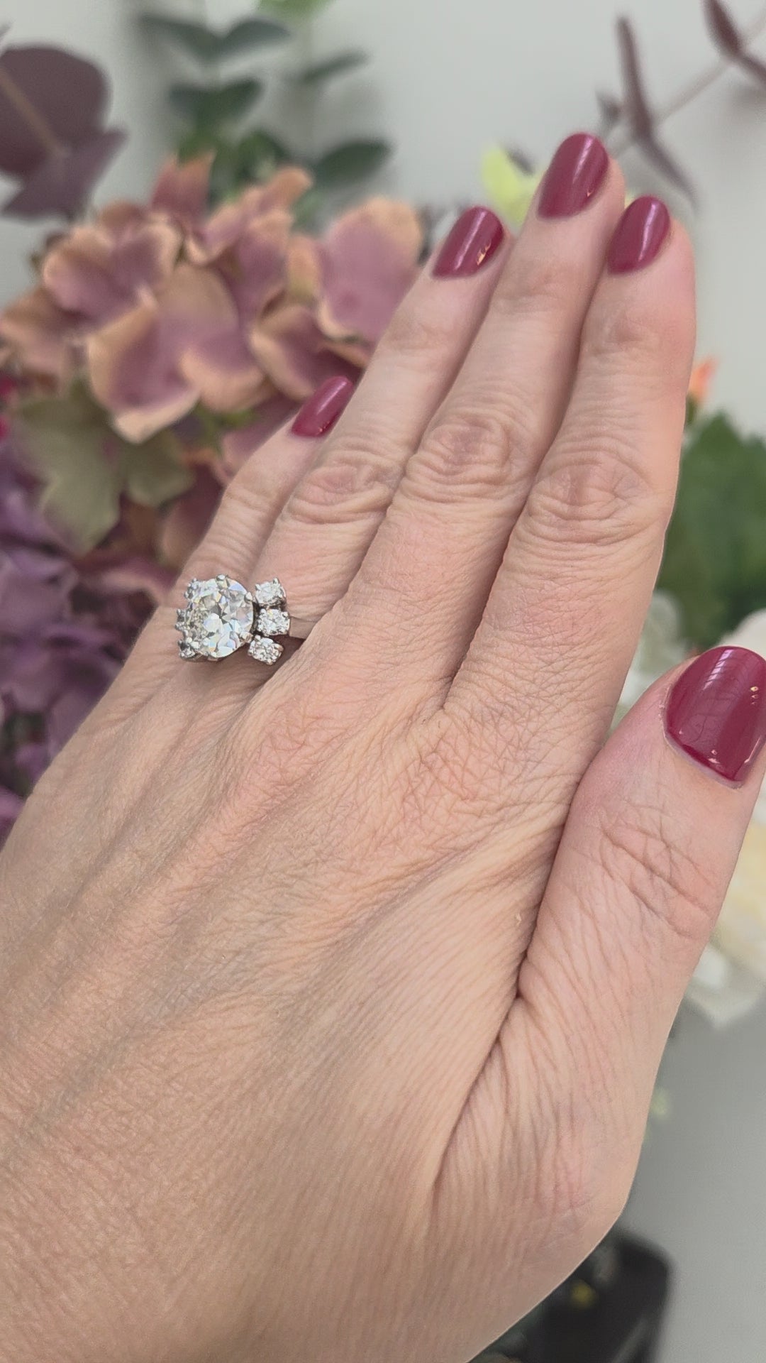 GIA 3.50ct Old Cut Diamond Bow Engagement Ring