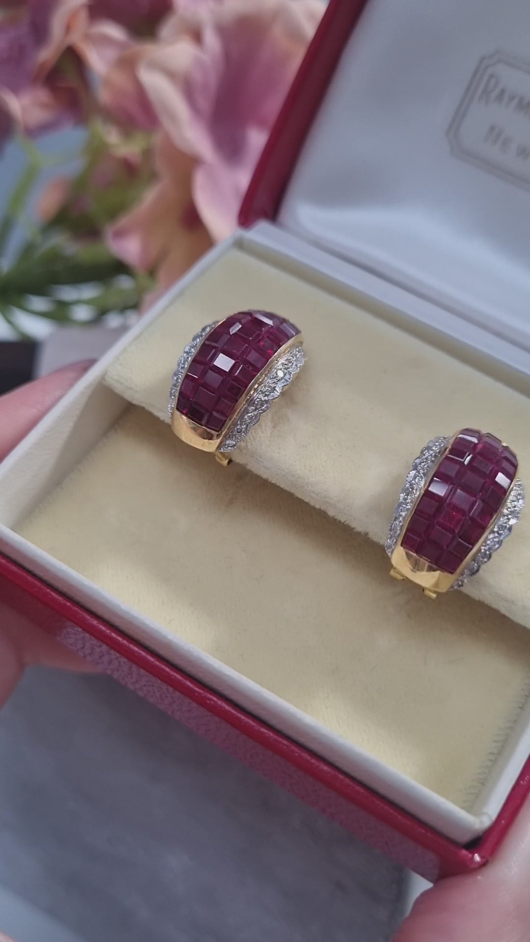 Vintage 18 Carat Yellow Gold Ruby and Diamond Convertible Stud and Clip-on Earrings