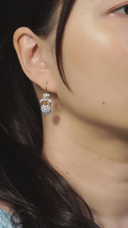 1.20ct Diamond Heart and Bow Drop Earrings in 14ct Gold