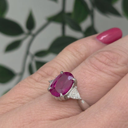 Burma Ruby No Heat 2.60 Carat and Diamond Engagement Ring