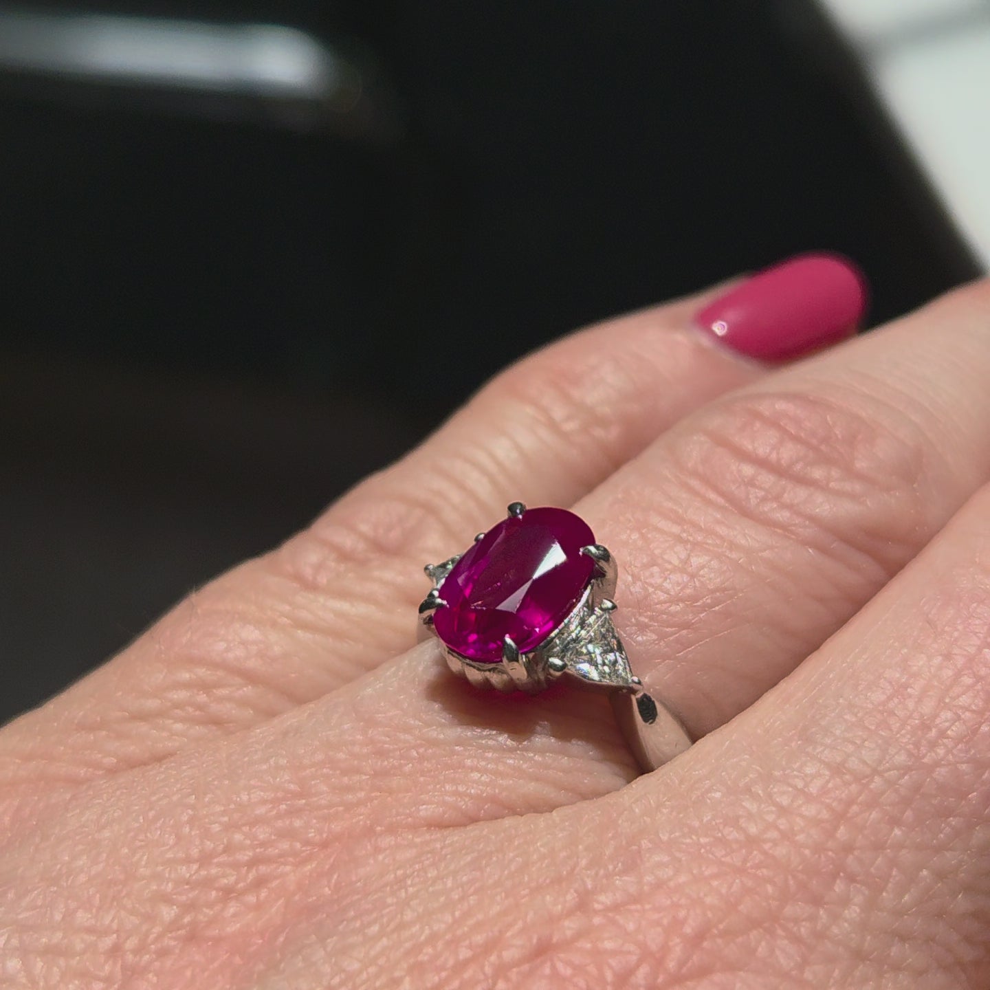 Burma Ruby No Heat 2.60 Carat and Diamond Engagement Ring