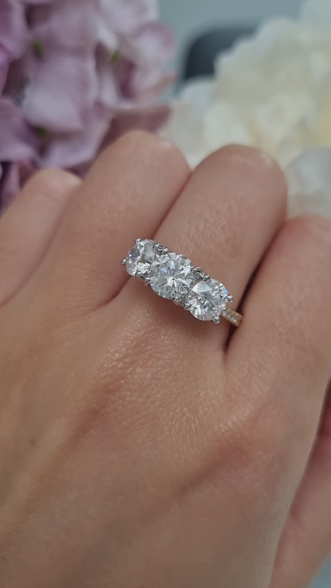 Timeless Diamond Three Stone Engagement Ring, 3.25 carats