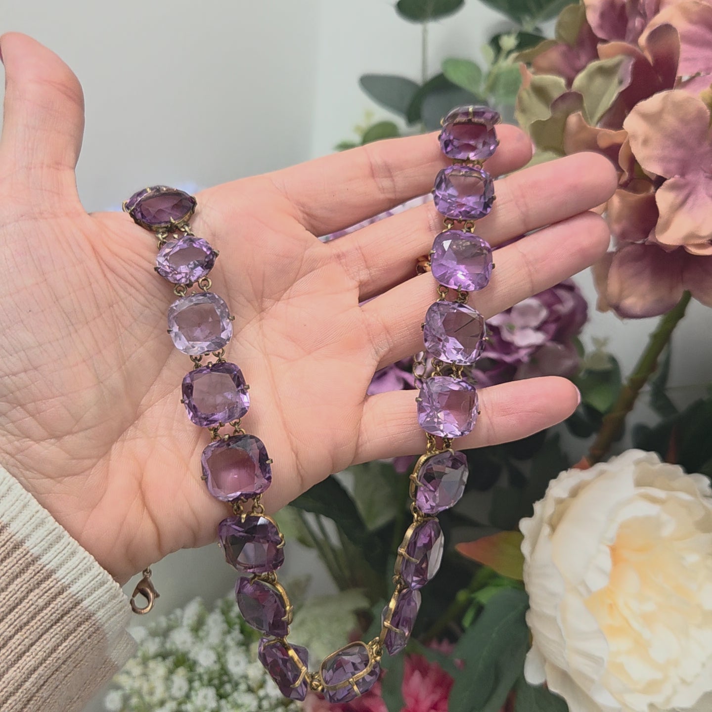 Antique Amethyst Riviere Necklace, 185 carats