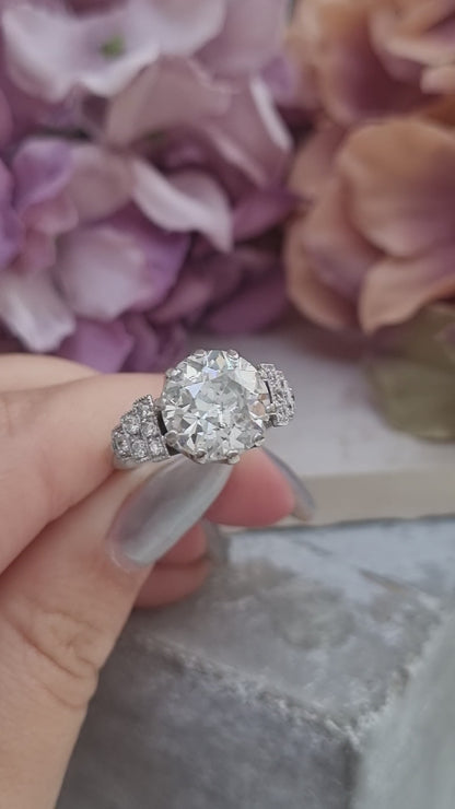 Vintage 4.20ct Old Cut Diamond Solitaire Engagement Ring