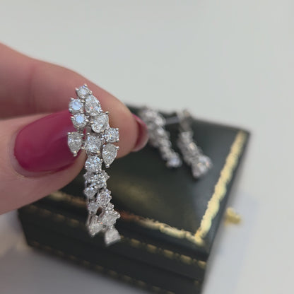 Vintage Diamond Spray Drop Earrings