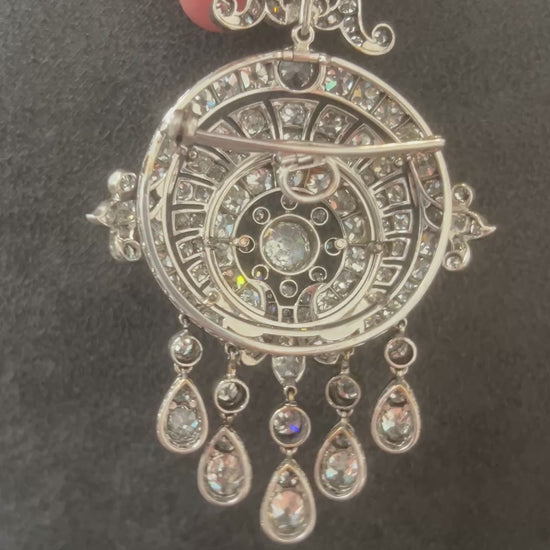 Early Victorian Antique 16cts Old Mine Cut Diamond Tassel Fringe Pendant come Brooch, Mid 19th Century, Circa 1850