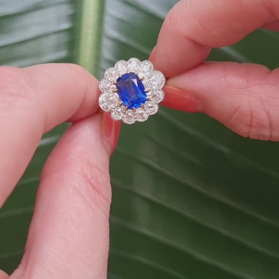 Vintage large 2 carat no heat Burma sapphire ring 