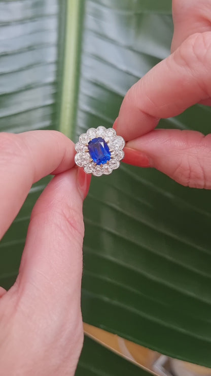 Vintage large 2 carat no heat Burma sapphire ring 