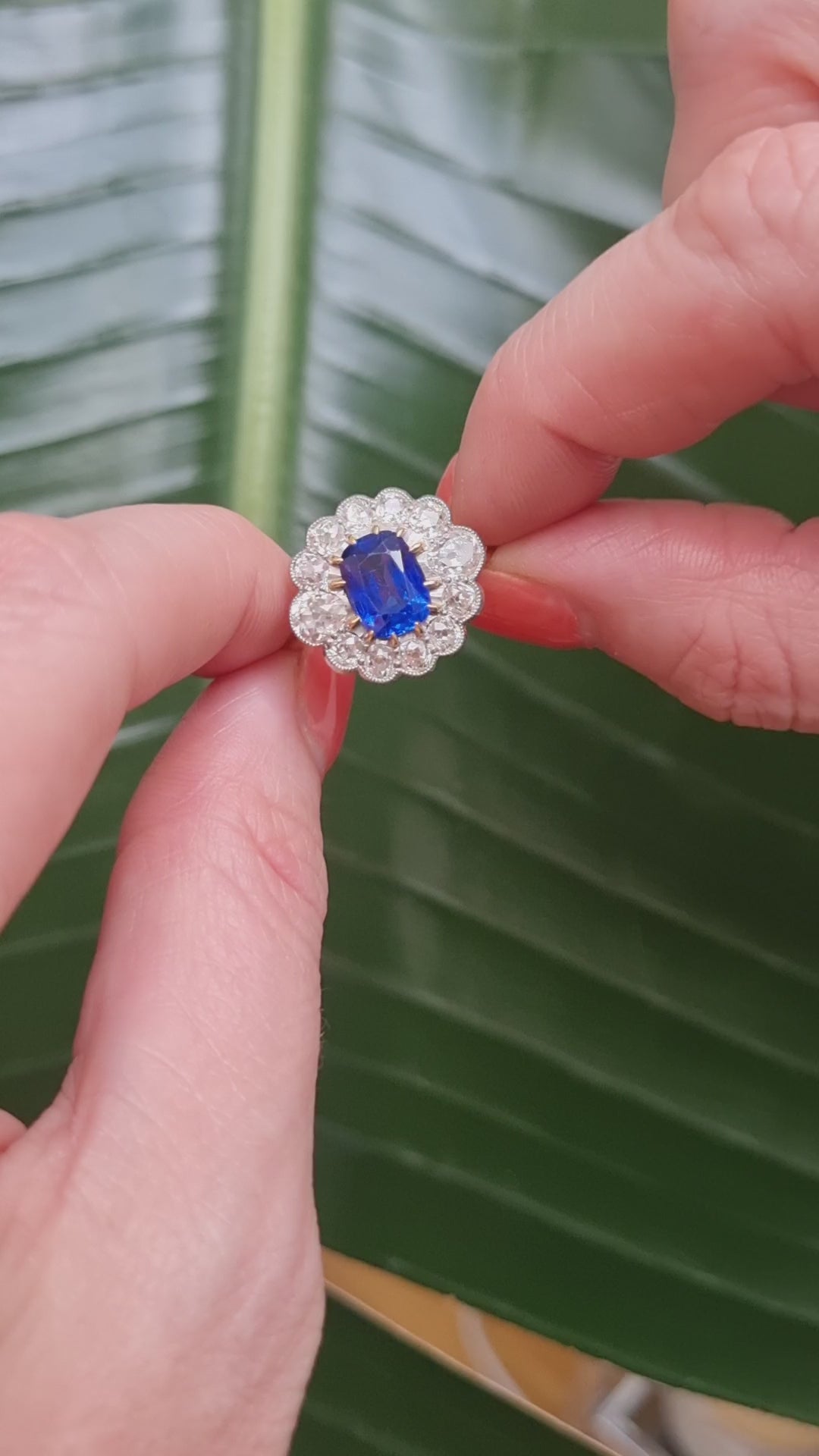 Vintage large 2 carat no heat Burma sapphire ring 