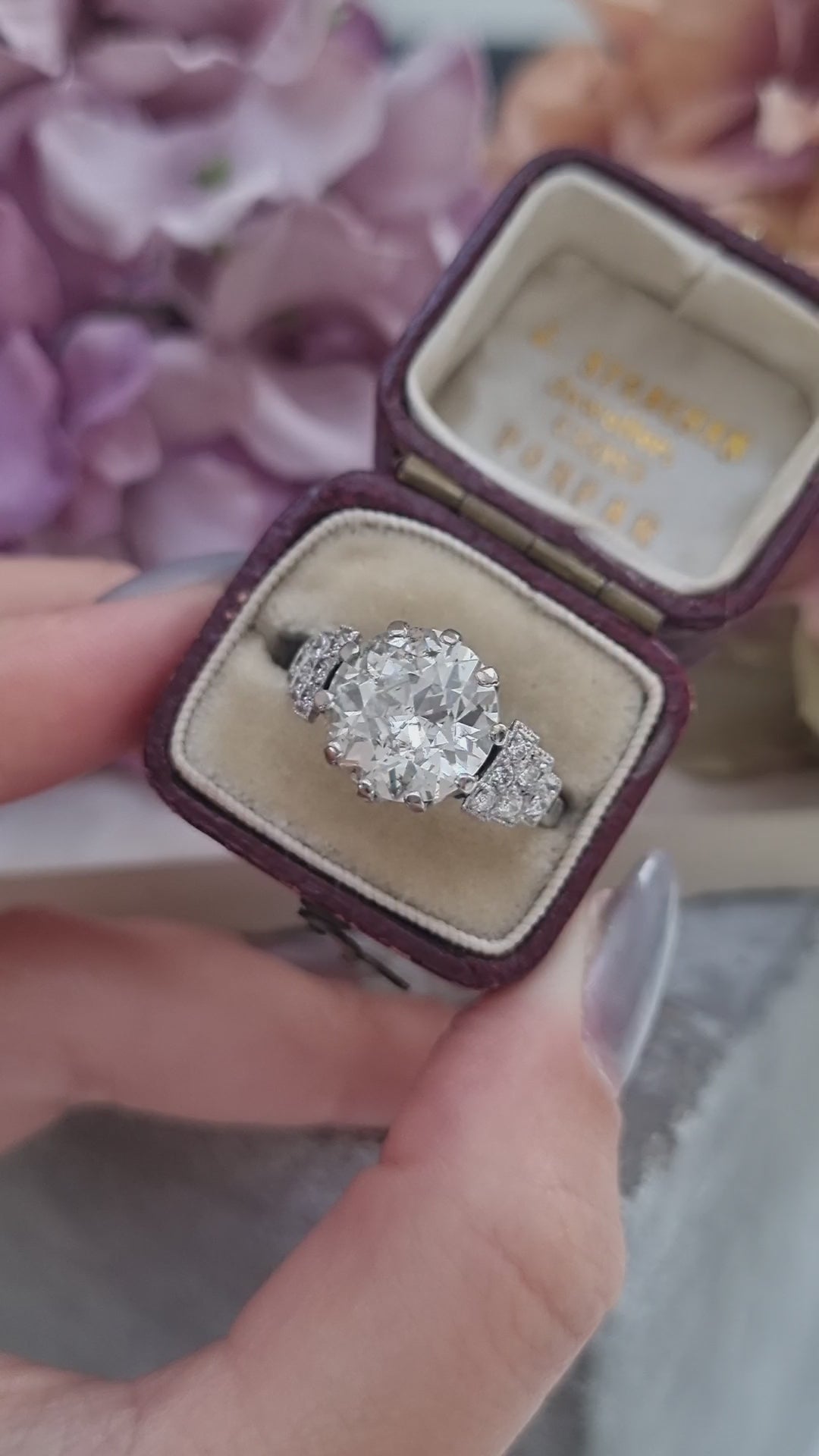 Vintage 4.20ct Old Cut Diamond Solitaire Engagement Ring