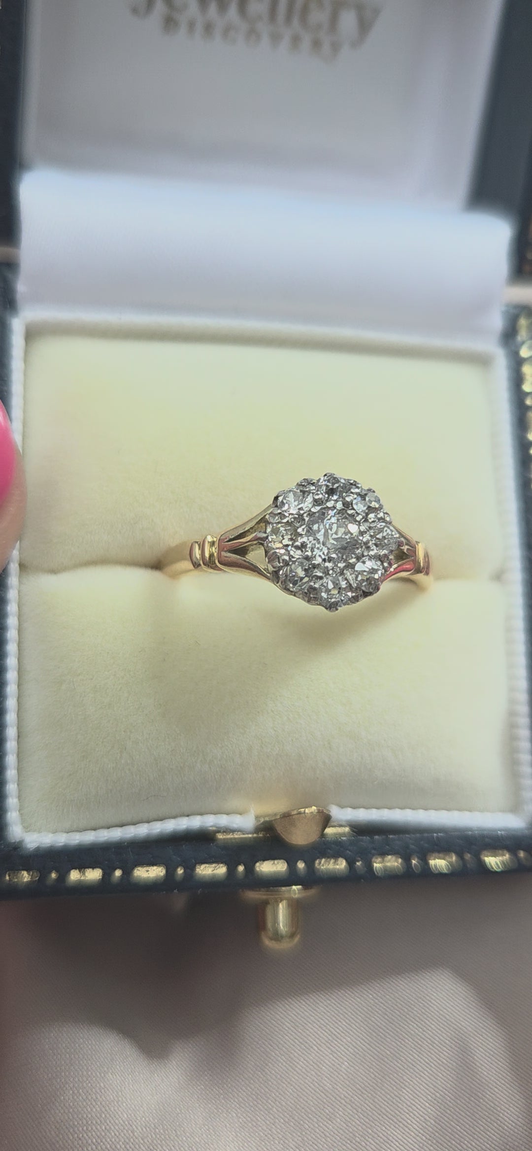 Victorian Antique Old Cut Diamond Daisy Cluster Engagement Ring