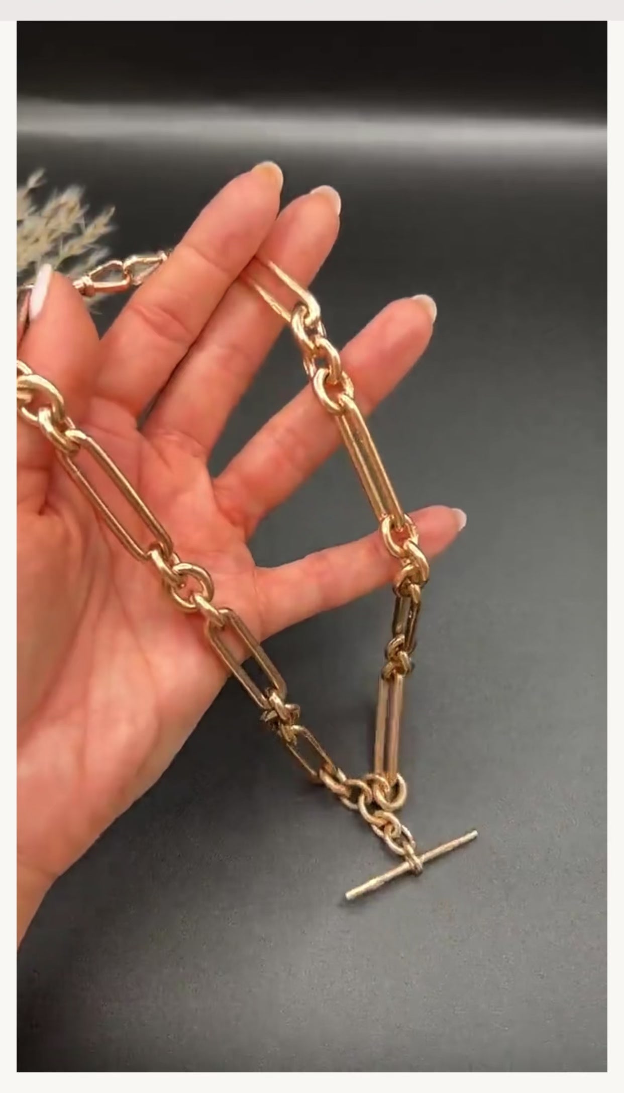 Antique 9ct Rose Gold Fetter Trombone Link Albert Chain Necklace