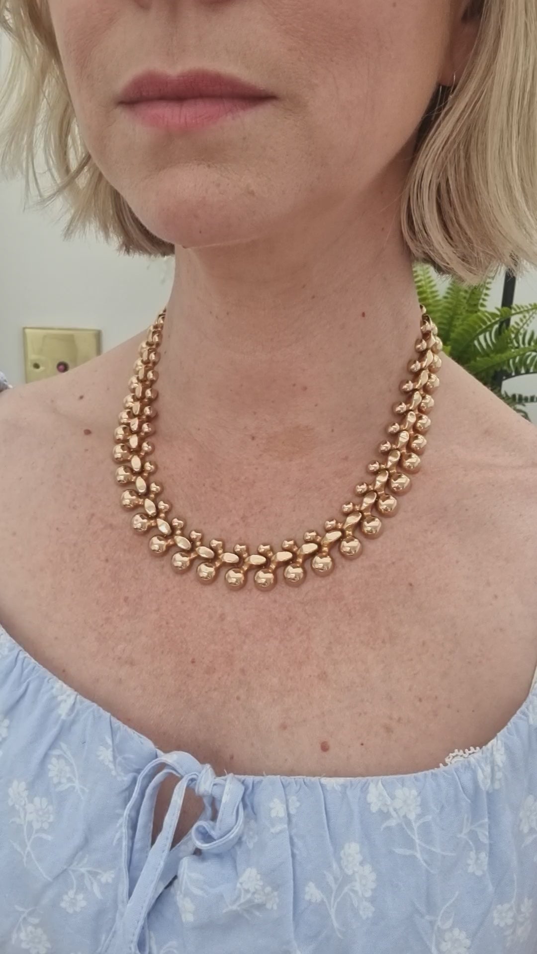 Vintage 18ct Yellow Gold Woven Fancy Link Necklace