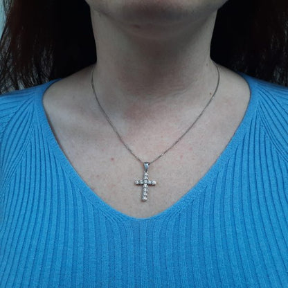 Vintage diamond cross pendant, 1.30 carat total