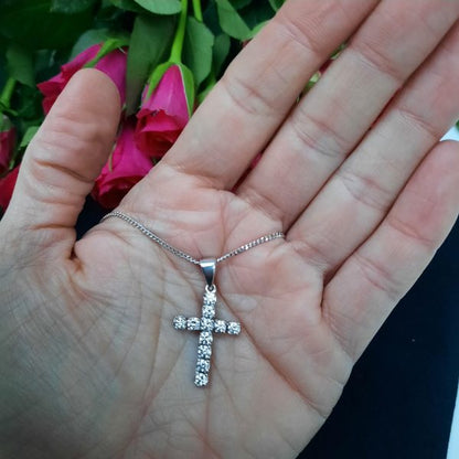 Vintage diamond cross pendant, 1.30 carat total